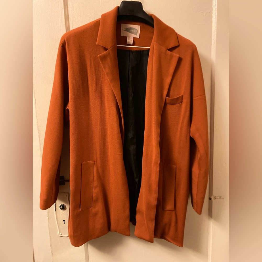 Orange casual blazer with pockets